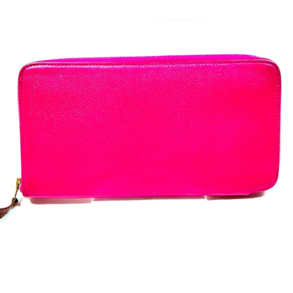Hermes Long Wallet Pink Leather AZAP Long Silk  in excellent condition.